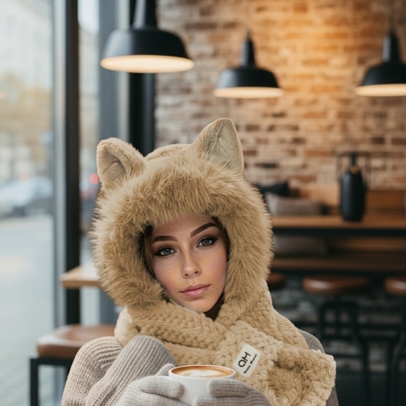 Cozy Tan Faux Fur Cat Ear Hat - Picture 4 of 4